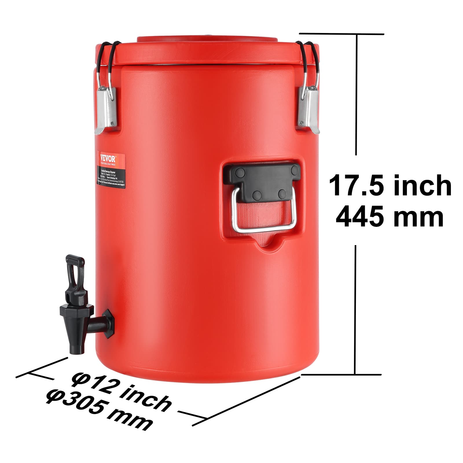 VEVOR Stainless Steel Insulated Beverage Dispenser, 4.5 Gallon 17.2 Liter, Thermal Hot And Cold Drink Server Dispenser With Spigot Handle, Food-grade For Hot Tea Coffee Water Restaurant Drink Shop 8
