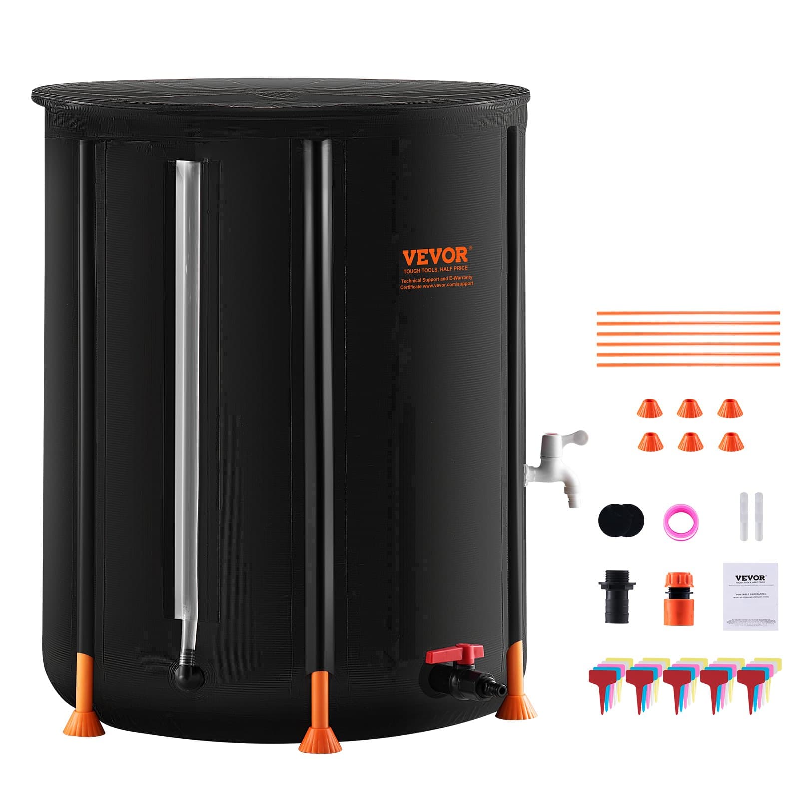 VEVOR Collapsible Rain Barrel 53 Gal Rain Catcher With Spigots And Overflow Kit 5